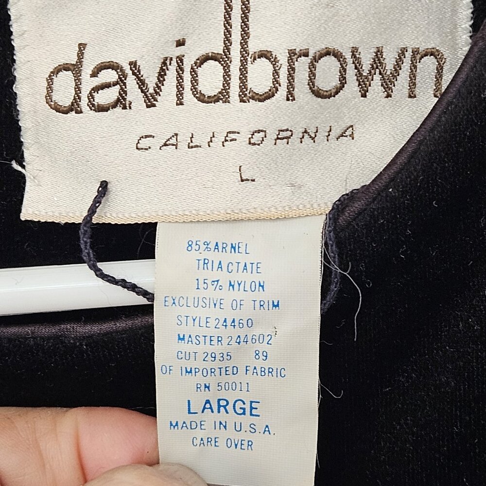 David Brown vintage black velvet hostess gown sparkling tigerstripe glitter slvs - Picture 4 of 5